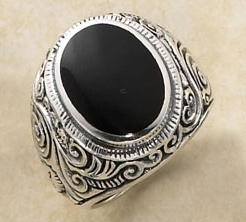 Sterling Silver Mens Onyx Ring SR2033