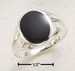 Sterling Silver Mens Onyx Ring Sr417