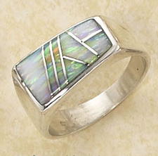 Sterling Silver Mens Opal Ring SR2098