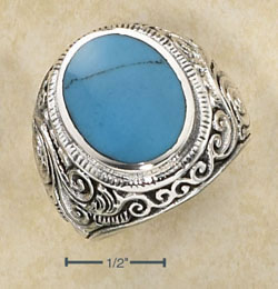 Sterling Silver Mens Turquoise Ring SR2065