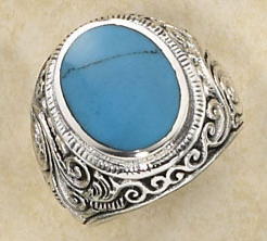 Sterling Silver Mens Turquoise Ring SR2065