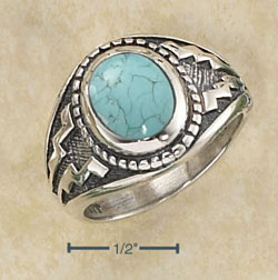 Sterling Silver Mens Turquoise Ring SR2067