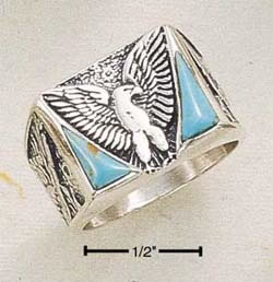 Sterling Silver Mens Turquoise Ring SR272