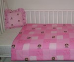John Deere Pink Baby Quilt & John Deere Pink Toss Pillow, John Deere Pink Baby Quilts, John Deere Pink Toss Pillows, John Deere nursery Accessories, John Deere Nursery Products