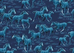 Horses on Blue Ride'em Cowboy Horses Horseshoes Denim Blue Western horses horse equine White, Cobalt Blue fun fabric retro Western horse and horseshoe print in white cobalt blue ground Baby Toddler Quilts Quilt Comforter Comforters Duvet Duvets Bed Bedroom Girl Boy Girls Boys Toddler Infant Infants Newborns Newborn Nursery Bedding Set Sets products items Baby Toddler Crib Bedding Horse Western Nursery Accessories