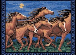 Horses Ride'em Cowboy - Horses & Horseshoes - Red Western horses horse un fabric has a retro Western horse and horseshoe print in white on a vermilion ground equine Baby Toddler Quilts Quilt Comforter Comforters Duvet Duvets Bed Bedroom Girl Boy Girls Boys Toddler Infant Infants Newborns Newborn Nursery Bedding Set Sets products items Baby & Toddler Crib Bedding Horse - Western Nursery Accessories