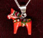 �Swedish Souvenir - Dala Horse Wooden Necklace