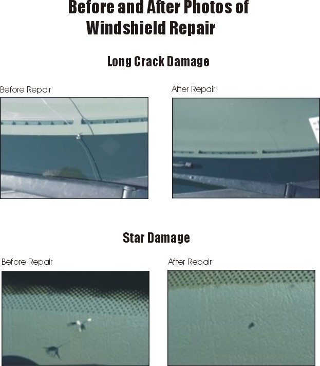 our revolutionary Windshield Repair Process can repair chips and cracks up to 24 inches. Before and after photos.