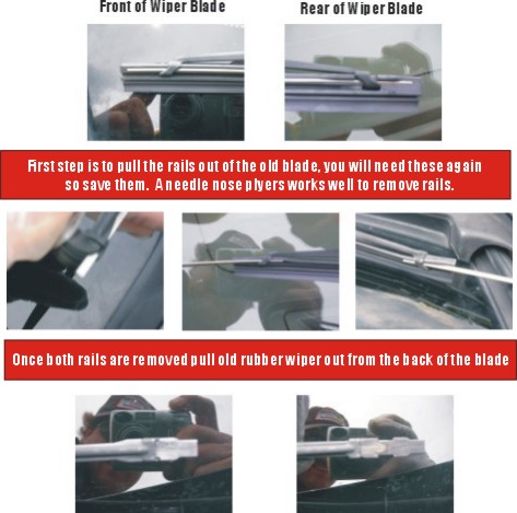 How to Replace Wiper Blade inserts, just the rubber wiper part. Installing new Windshield Wiper inserts. Replace Anco wiper blades, Trico windshield wipers.