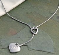 Personalized Double Heart Lariat Necklace