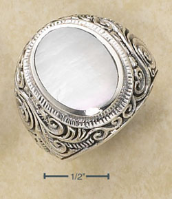 Sterling Silver Mens Mops Ring SR2143