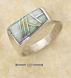 Sterling Silver Mens Opal Ring SR2098