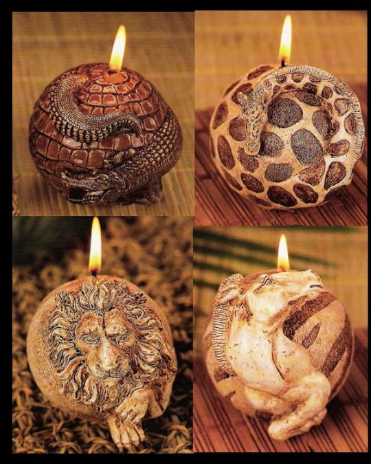 African Animal Ball Candles Set Of Four